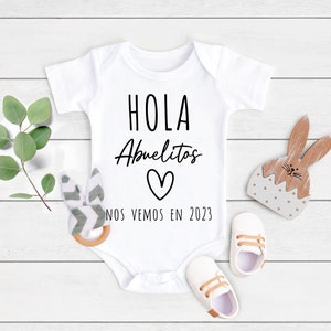 Hola Abuelitos Anuncio de Bebe Onesie®, Spaanse zwangerschapsaankondigingsromper, grootoudersaankondigingsromper, Futuros Abuelitos