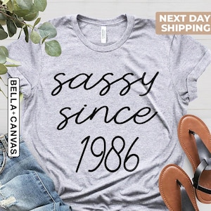 Sassy Since 1986 Shirt, 40th Birthday Shirt, 1986 Birthday Shirt, 40th Birthday Woman Shirt, 40th Birthday Gift For Men, 40th Birthday Party Athletic Heather (H.Light Grey)