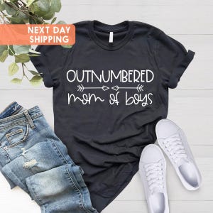 Outnumbered Mom Of Boys Womens T-Shirt, Funny Boy Mama Shirt, Mother&#39;s Day Gift Shirt, Gifts For Mother, Mommy Shirt