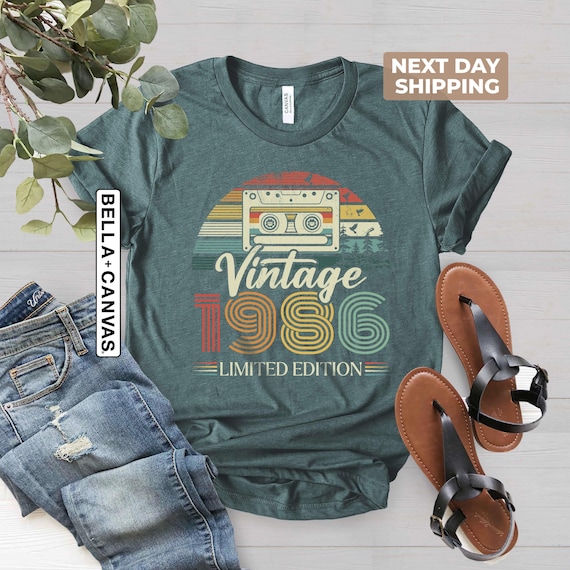 Vintage 1986 Shirt, 40th Birthday Shirts For Men, Limited Edition Shirts, 1986 Cassette Bday Shirt, Turning 40 Birthday Tee, Born in 1986