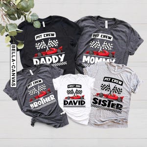 Fast One Pit Crew Birthday Shirt, Car Race Birthday Tee, Birthday Boy Shirt, Family First Birthday Party Shirts, Fast One 1st Birthday Shirt image 2