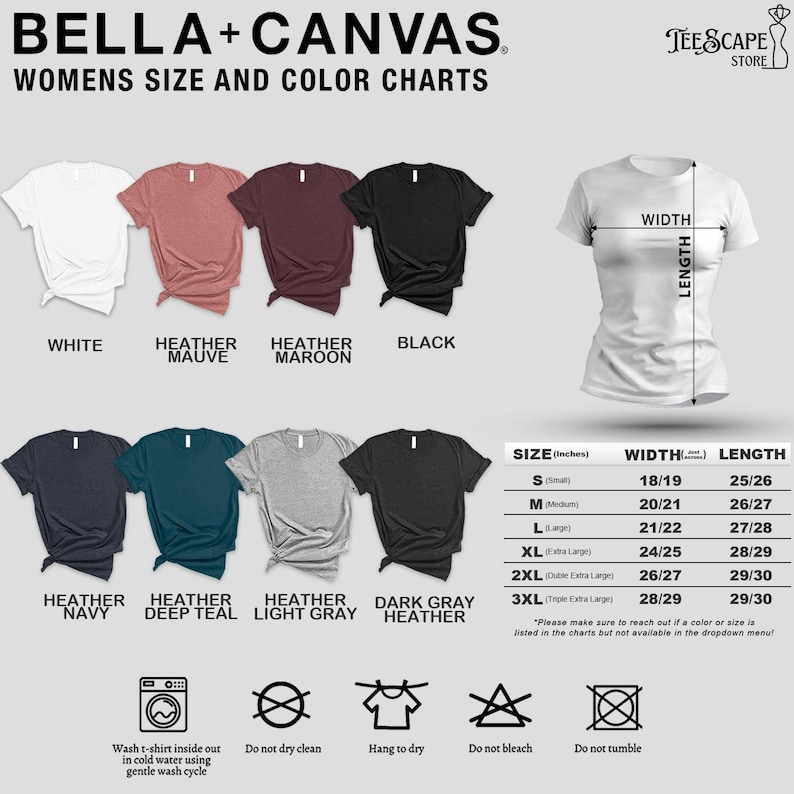 a women's size and color chart for a t - shirt