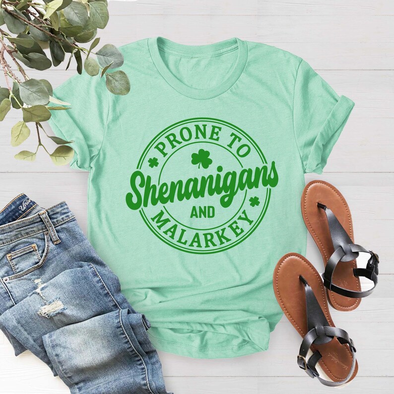 Prone To Shenanigans And Malarkey Shirt, St Patrick's Day Shirt, Shamrock Tee, Funny Irish Shirt, St Pattys Day Shirt, St Patrick's Day Gift 画像 2