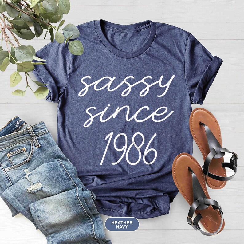 Sassy Since 1986 Shirt, 40th Birthday Shirt, 1986 Birthday Shirt, 40th Birthday Woman Shirt, 40th Birthday Gift For Men, 40th Birthday Party Heather Navy