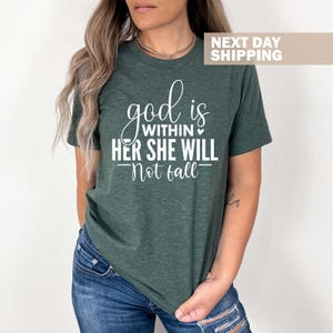 Bible Verse Shirt, God Is Within Her She Will Not Fall T-Shirt, Women&#39;s Religious Shirt, Aesthetic Christian Gifts for Mothers, Gift For Mom