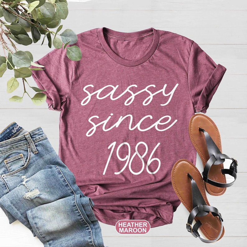 Sassy Since 1986 Shirt, 40th Birthday Shirt, 1986 Birthday Shirt, 40th Birthday Woman Shirt, 40th Birthday Gift For Men, 40th Birthday Party Heather Maroon