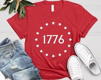 Camiseta de 1776, Camiseta de la Independencia, Camiseta de las Estrellas, Camiseta de la Libertad, Camiseta de Veterano, Camiseta del Día de la Independencia de 1776 de Historia Estadounidense, Cuatro de Julio
