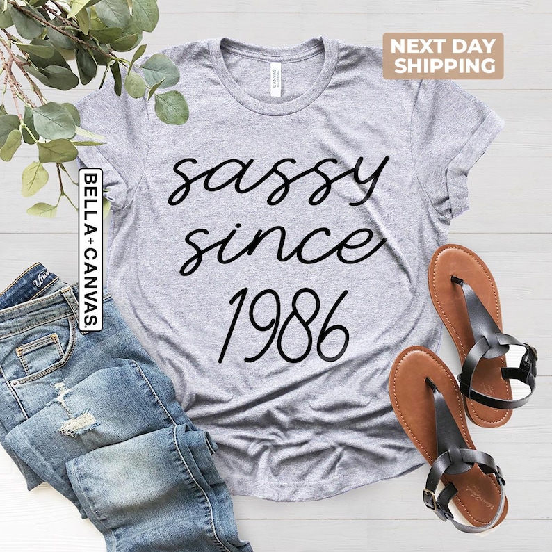 Sassy Since 1986 Shirt, 40th Birthday Shirt, 1986 Birthday Shirt, 40th Birthday Woman Shirt, 40th Birthday Gift For Men, 40th Birthday Party Athletic Heather (H.Light Grey)