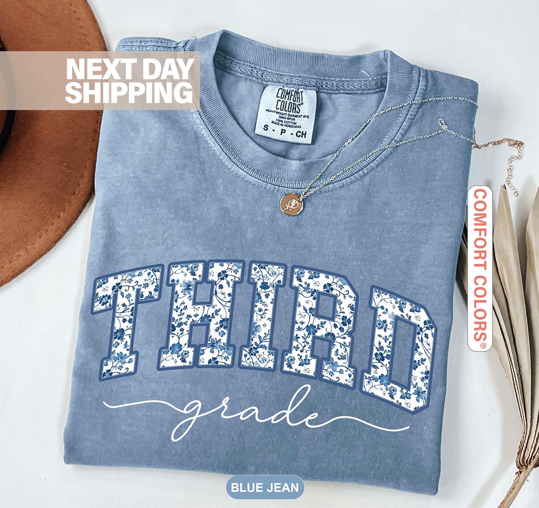 Comfort Colors® Third Grade Teacher Shirt, Toile de Jouy 3rd Grade T-Shirt, Third Grade Teacher Appreciation Gift, Elementary School T-Shirt