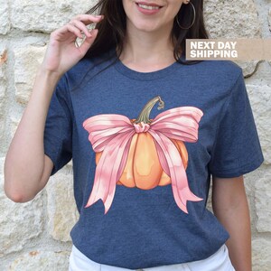 Halloween Shirt, Coquette Halloween, Pumpkin Shirt, Retro Halloween Tee, Fall Shirt, Pink Bow Shirt, Vintage Halloween TShirt, Gift For Her image 5