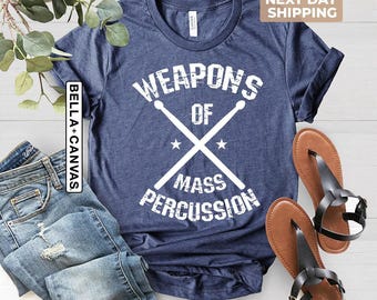 T-shirt Weapons of Mass Percussion, shirt drummer, grafische T-shirts heren, shirt grappig band, Vaderdagcadeau, cadeau vernietiging drummer, T-shirt drumstel