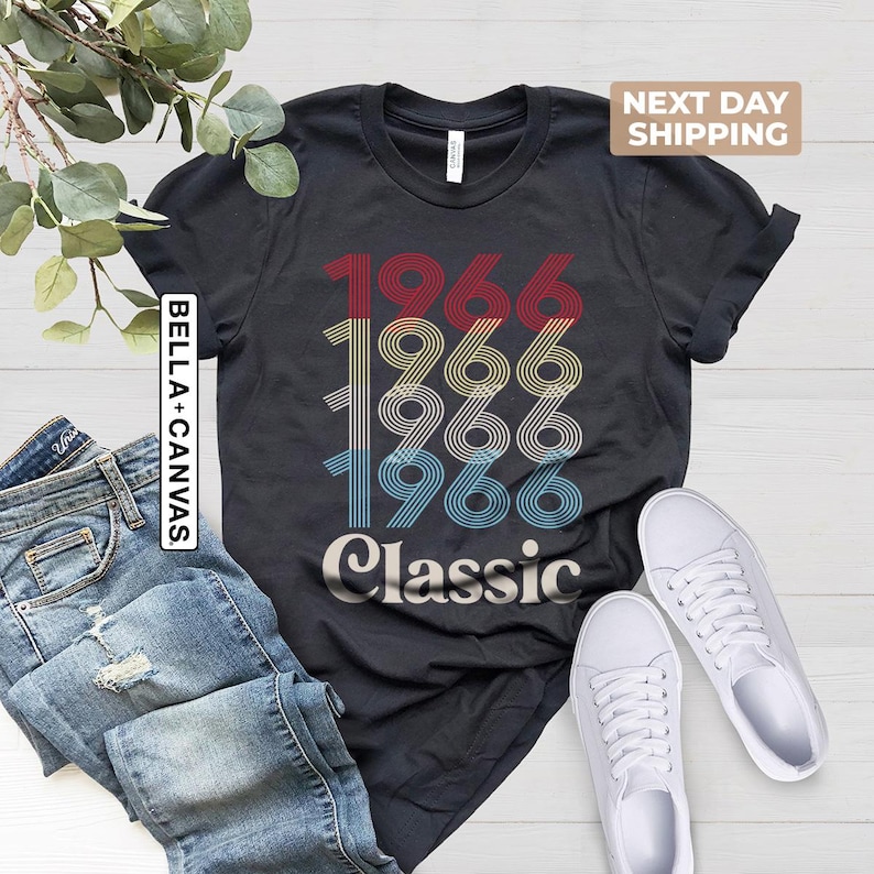 Classic 1966 Birthday T-Shirt, 60th Birthday Shirt, Vintage 60th Birthday Gift Shirt For Women, 60th Birthday Gift For Men, Retro 1966 Shirt Black