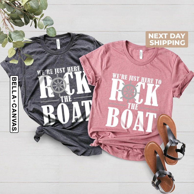 We're Just Here to Rock the Boat Shirt, Matching Group Cruise Tee, Family Cruise Shirts, Cruise Trip T-shirt, Vacation Shirt For a Group image 3