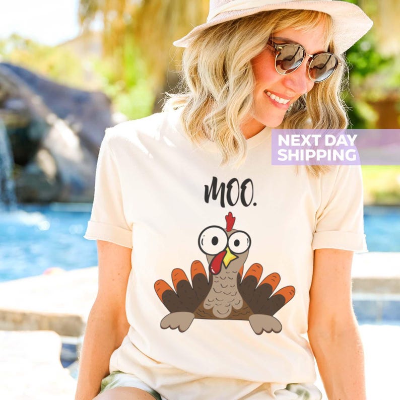 Funny Thanksgiving Shirt For Women and Men, Funny Turkey Moo Unisex Shirt, Fake Cow Tee, Thankful Farmer Tee, Farmer Gift, Thanksgiving Gift 画像 4