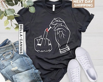 Feminist T-Shirt, Feminism Shirt, Nail Polish Middle Finger Shirt, Smash The Patriarchy Shirt, Birthday Gift Tee, Gift For Her, Women's Tee