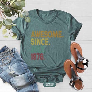 Awesome Since 1976 Shirt, 50th Birthday Gift, 50th Birthday idea, Personalized Birthday Gift for Him, 50th Birthday Shirt, Birthday T-Shirt Heather Forest