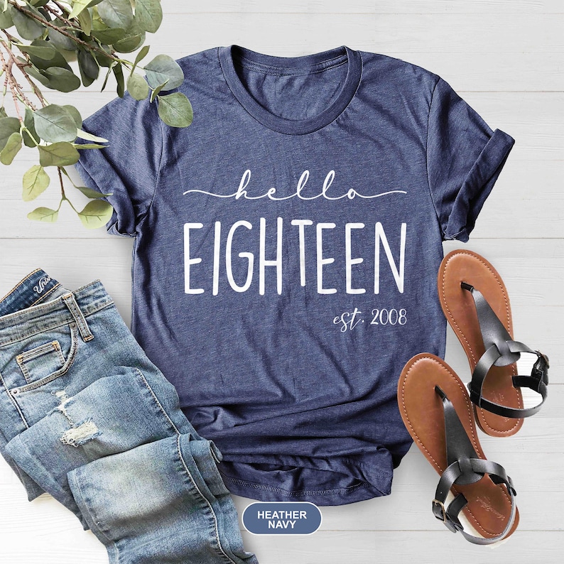 Hello Eighteen T-Shirt, Est 2008 Tee, 18th Birthday Shirt, Teenager Gifts, Turning 18 Birthday Gift, 18th Birthday Party, 2008 Hello Shirt image 4