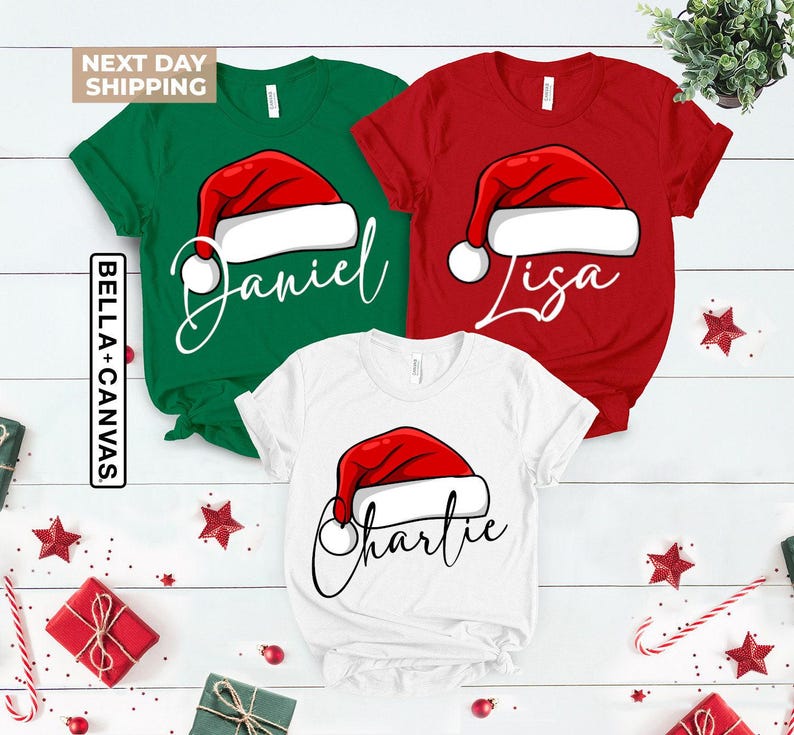 Camisetas navideñas familiares a juego, camisetas navideñas familiares, camisetas navideñas a juego, camisetas navideñas personalizadas, camisetas navideñas familiares con nombre personalizado imagen 2