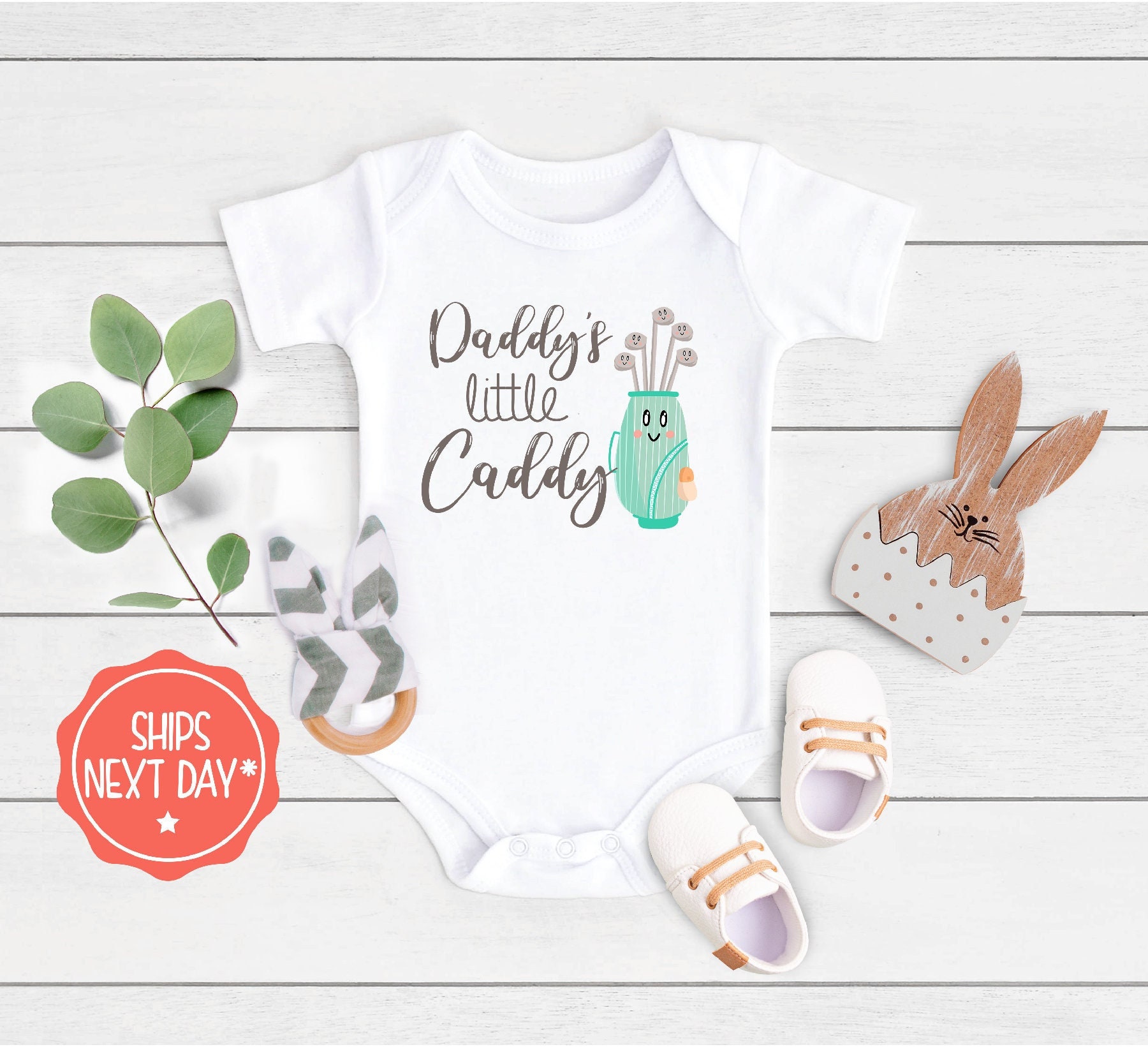 Daddy's Little Caddy, Daddy's Golfing Buddy Baby Onesie®,Cute Baby Reveal, Pregnancy Announcement, Cute Father's Day Baby Onesie®