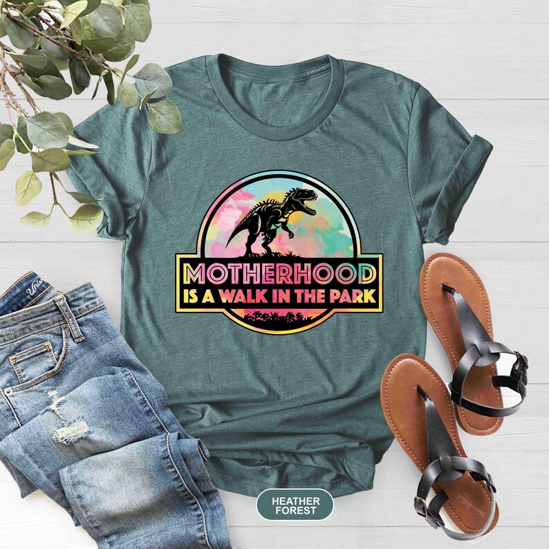 Motherhood is a Walk in the Park Shirt, Mom Life Shirt, Mom Shirt, Mom, Gift for Mom, Dinosaur Mom Shirt, Dinosaur Party Shirt, Mama Shirt image 3