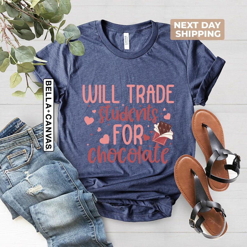 Will Trade Students for Chocolate Shirt, Teacher Valentine Shirt, Valentines Day Shirt, Valentines Day Gift, Cute Valentines Day Teacher Tee image 5
