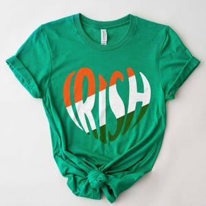 Irish Flag Heart T-Shirt, Irish Shirt, Mens Irish Flag Tee, Clover Shirt, Lucky Heart Shirt, Cute St Paddy&#39;s Day Shirt, Four Leaf Clover Tee