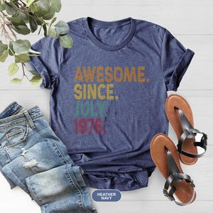Awesome Since 1976 Shirt, 50th Birthday Gift, 50th Birthday idea, Personalized Birthday Gift for Him, 50th Birthday Shirt, Birthday T-Shirt Heather Navy
