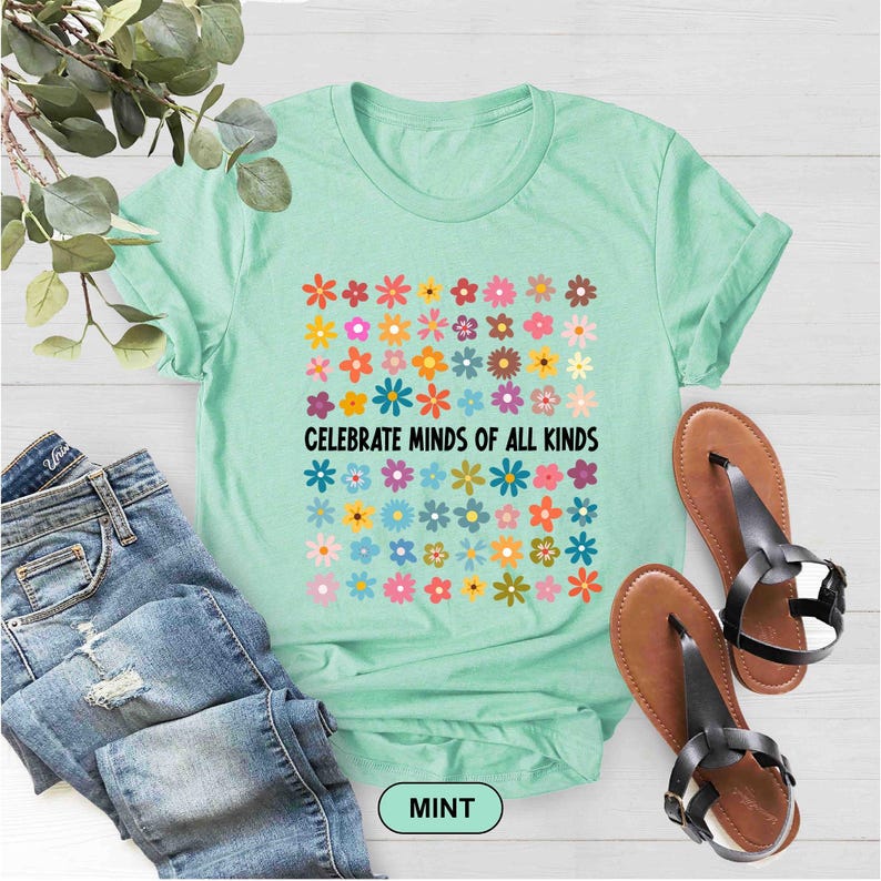 Bella Canvas Celebrate Minds of All Kinds Shirt, Autism Awareness Shirt, Neurodiversity Shirt, Sped Teacher Shirt, Special Education Teacher image 3
