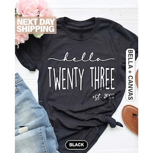 23rd Birthday Shirt, Hello Twenty-Three Shirt, Birthday Party Tee, Turning 23 Birthday, 23rd Birthday Gift, 2002 Shirt, 23rd Birthday Gift
