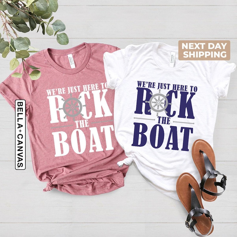 We're Just Here to Rock the Boat Shirt, Matching Group Cruise Tee, Family Cruise Shirts, Cruise Trip T-shirt, Vacation Shirt For a Group image 5