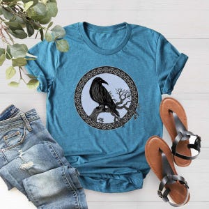 Raven Lover Shirt, Scandinavian Tree Shirt, Gift For Men, Goth Raven Shirt, Bird Lover Shirt, Raven Woman Shirt, Bird Crow Shirt
