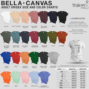 a women's t - shirt with the size and color chart