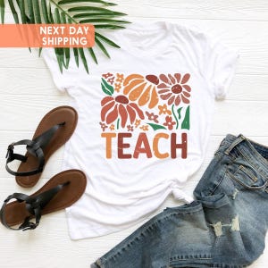 Teach Shirt, Retro Teach Shirt, Retro Teach T Shirt, Cute Teacher Shirts, Gift For Teacher, Teacher Daisy Shirts, Teacher Tee