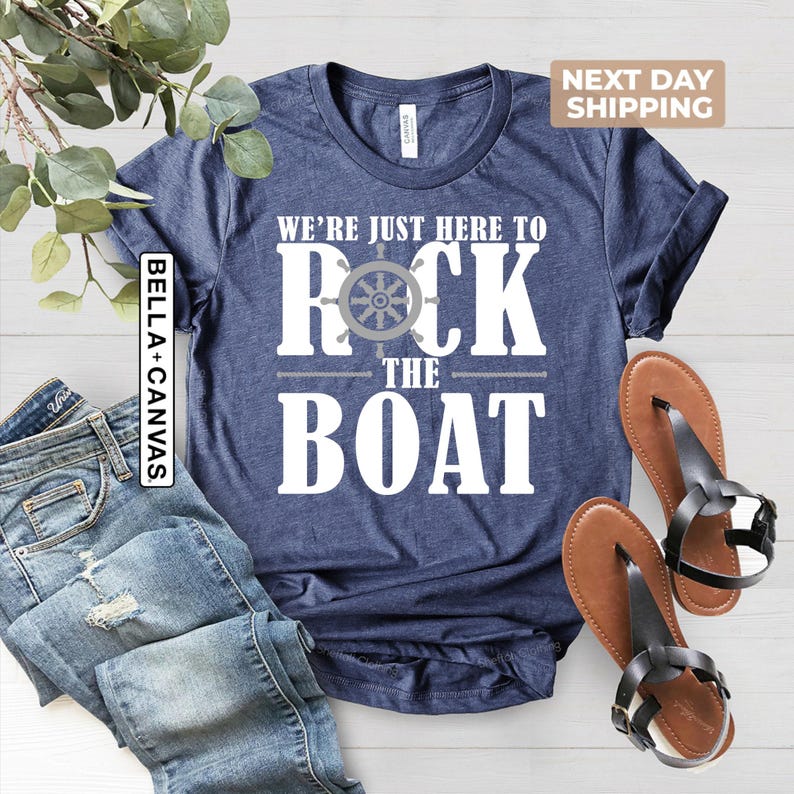 We're Just Here to Rock the Boat Shirt, Matching Group Cruise Tee, Family Cruise Shirts, Cruise Trip T-shirt, Vacation Shirt For a Group image 4