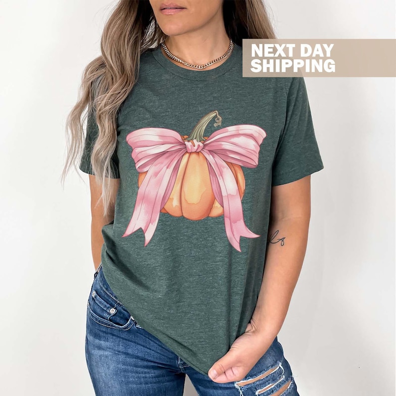 Halloween Shirt, Coquette Halloween, Pumpkin Shirt, Retro Halloween Tee, Fall Shirt, Pink Bow Shirt, Vintage Halloween TShirt, Gift For Her image 3