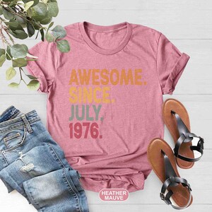 Awesome Since 1976 Shirt, 50th Birthday Gift, 50th Birthday idea, Personalized Birthday Gift for Him, 50th Birthday Shirt, Birthday T-Shirt Heather Mauve