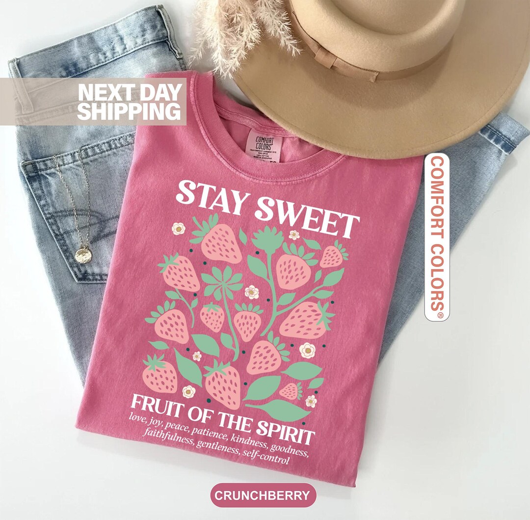 Boho Christian Strawberry Shirt, Fruits of the Spirit Bible Verse Shirt ...