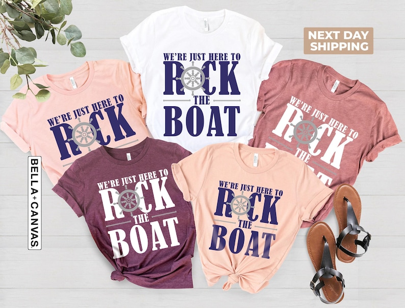 We're Just Here to Rock the Boat Shirt, Matching Group Cruise Tee, Family Cruise Shirts, Cruise Trip T-shirt, Vacation Shirt For a Group image 2