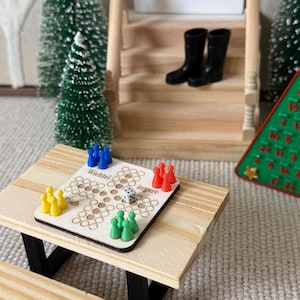 Wichtel Spiel – Wichtel ärgere dich nicht – Mini Brettspiel aus Holz & 3D Druck – Zubehör für Wichtelwelt Deko