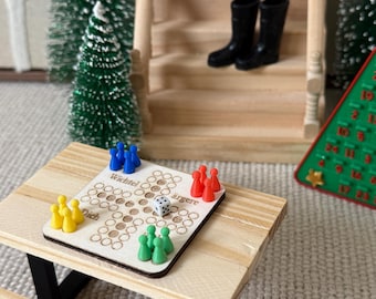 Wichtel Spiel – Wichtel ärgere dich nicht – Mini Brettspiel aus Holz & 3D Druck – Zubehör für Wichtelwelt Deko
