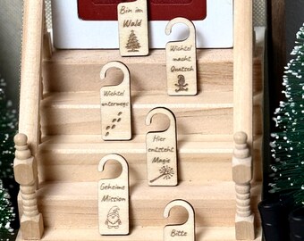Wooden elf door hangers – set of 6 mini signs for elf doors & decoration