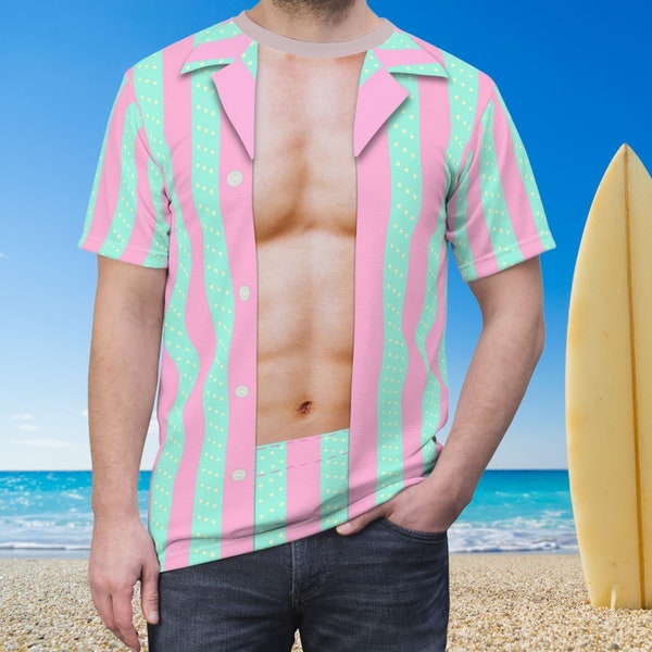 Camiseta Cabana Beach Outfit para hombre, camisa divertida de Ken Cosplay, camisa de playa de verano a juego rosa verde Malibu, disfraz de Ryan Gosling, Kenergy