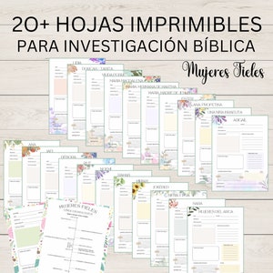 Mujeres Fieles Hojas Imprimibles para Estudio De La Biblia / Bible Research Worksheets / Christian Bible Study Journal Español / JW Spanish