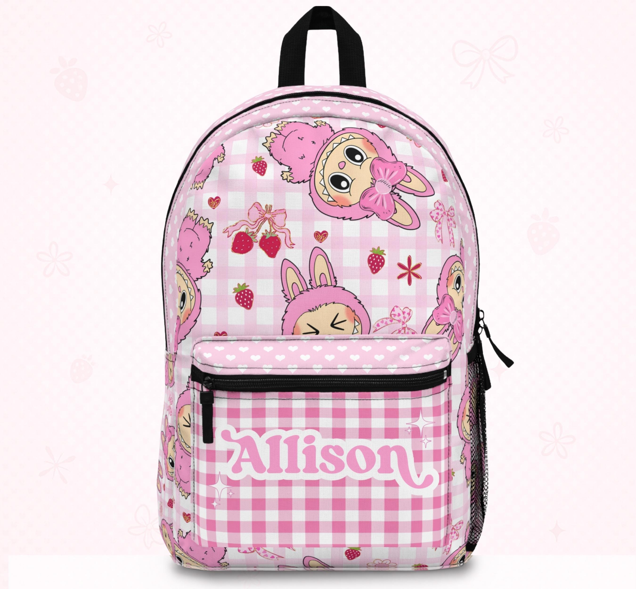Cute Labu Backpack for Girls Pink School Tote Bag Kawaii Bag