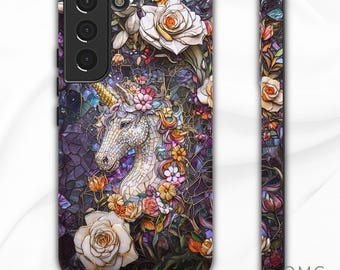 Stained Glass Unicorn Phonecase Trendy Mosaic Imitation smartphone case Fantasy Reader Gift Samsung Iphone 13 14 15 16 17 Casing Tough Case