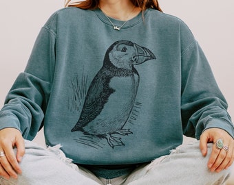 Vintage Puffin Bird Comfort Colors Sweatshirt: Nature Lover Gift