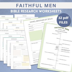 Bible Study Worksheet Printable Pdf Journal Guide Christian Homeschool Curriculum Faith Based Biblical Research Character Male Hero