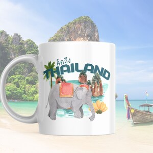 Thailand Mug, Thai Mug, Thai Elephant Mug, Multilingual Mug, Mug For Traveller, I Miss Thailand Coffee Mug, Elephant Mug