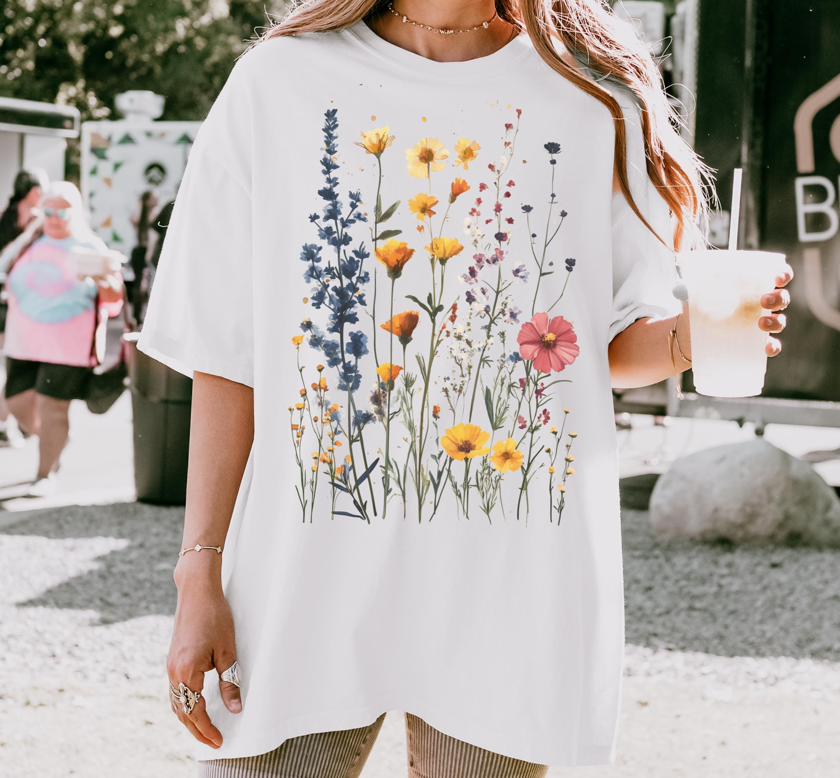 Vintage Pressed Wildflowers T-shirt: Comfort Colors Botanical Boho Tee ...