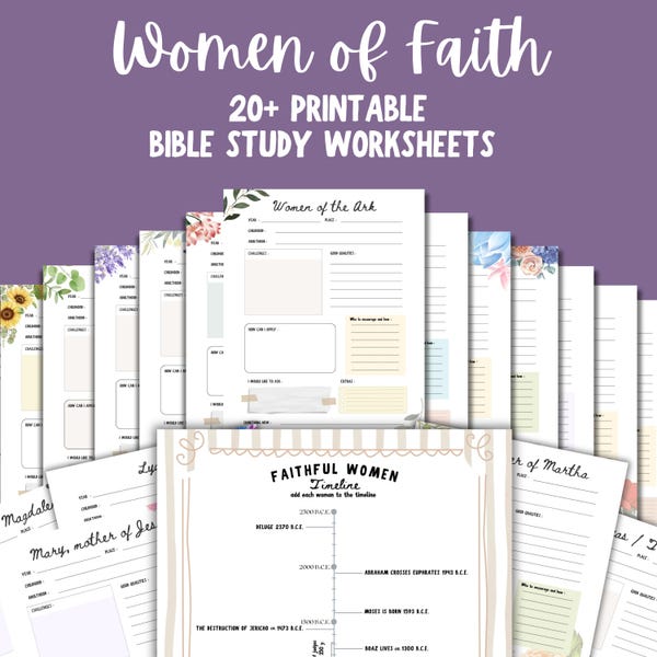 Guida allo studio del personaggio delle donne della Bibbia Foglio di ricerca biblica per donne fedeli per donne cristiane Piano di attività digitale per mamme e figlie